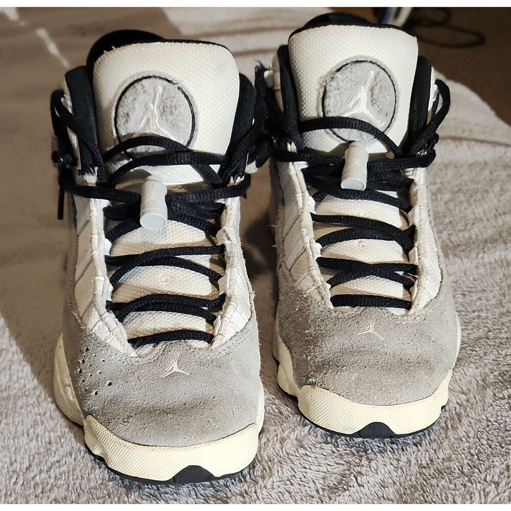 Jordan Air Jordan FJ4651-077 Suede Mid-Top Sneakers Kids 4.5Y Gray/White/Black
